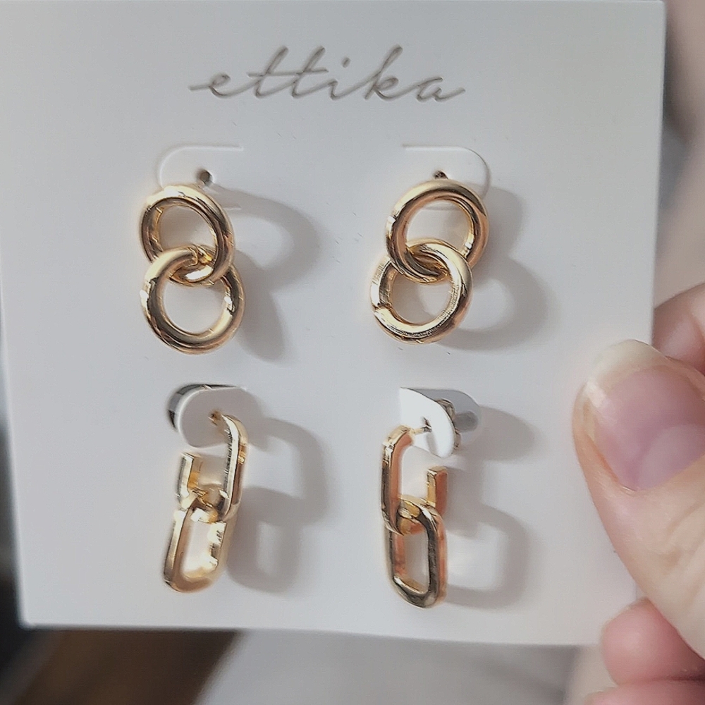 ETTIKA Small Golden Link Earrings 18k Gold-plated